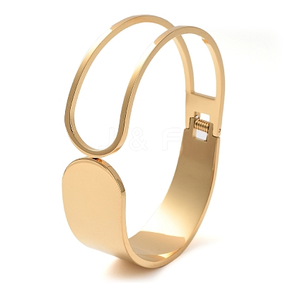 Hollow Out 304 Stainless Steel Wide Cuff Bangles BJEW-G689-01G-1