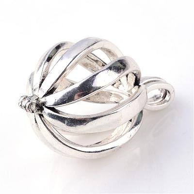 Rack Plating Brass Cage Pendants KK-S751-064AS-1