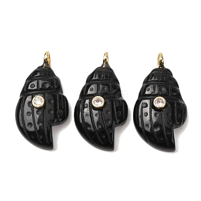 Natural Obsidian Carved Pendants G-H357-05G-03-1