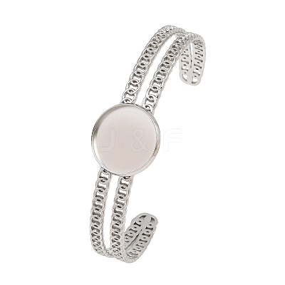 304 Stainless Steel Blank Cuff Bangle Bases with Flat Round Tray SA-CBA82C8-05B-P-1