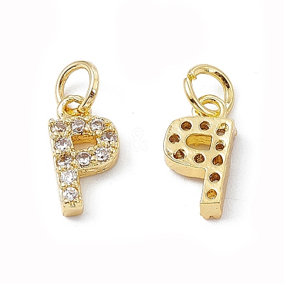 Real 18K Gold Plated Brass Micro Pave Clear Cubic Zirconia Charms KK-E068-VB452-P-1