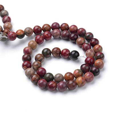 Natural Picasso Stone/Picasso Jasper Beads Strands G-R345-8mm-48-1