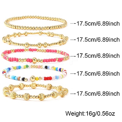 Vintage Bohemian Glass Tila Beaded Stretch Tile Bracelet Sets BU0757-1-1