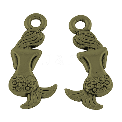 Tibetan Style Alloy Mermaid Pendants TIBEP-5402-AB-FF-1
