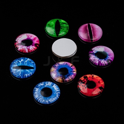 Dragon Eye Half Round/Dome Printed Glass Cabochons GGLA-A002-25mm-AB-1