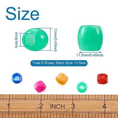 80Pcs 8 Colors Acrylic European Beads MACR-MP0001-01-1