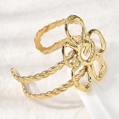 Stylish 304 Stainless Steel Cuff Bangles BJEW-K302-01C-G-1