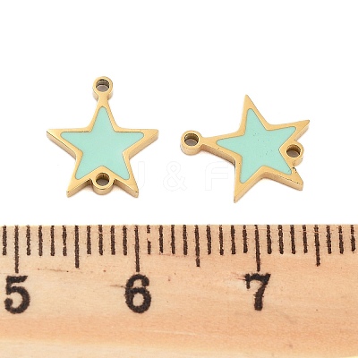 304 Stainless Steel Aquamarine Enamel Connector Charms STAS-Z078-14G-1