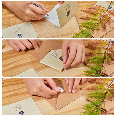 Leaf Pattern Kraft Envelopes and Greeting Cards Set DIY-CP0001-78-1