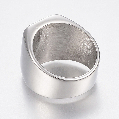Tarnish Resistant 304 Stainless Steel Signet Band Rings for Men LS-RJEW-G091-16-18mm-P-1