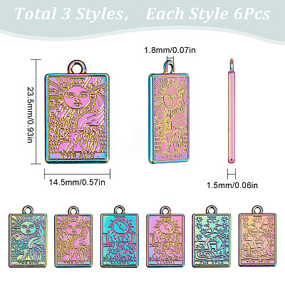 18Pcs 3 Style Rack Plating Alloy Pendants FIND-SC0003-39-1
