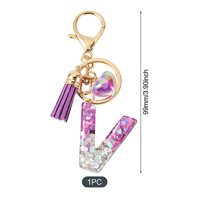 Alloy Resin Heart Keychains KEYC-TADJ0002-01G-V-1