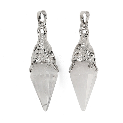 Natural Quartz Crystal Faceted Bicone Big Pendants G-Z101-03P-05-1