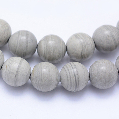 Natural Silver Line Jasper Beads Strands G-F531-8mm-O-1