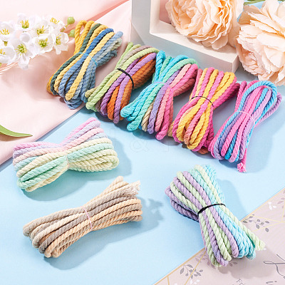 8 Bags 8 Colors 3-Ply Round Cotton Twisted Cord OCOR-TA0003-82B-1