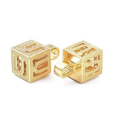 Alphabet Brass Micro Pave Clear Cubic Zirconia Pendants ZIRC-O045-01G-U-1