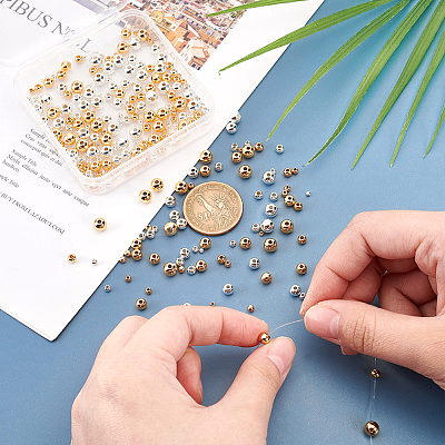 300Pcs 2 Colors 5 Sizes Rack Plating Brass Beads KK-PH0006-43-1