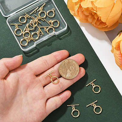 15 Sets Brass Toggle Clasps KK-BBC0021-12-1