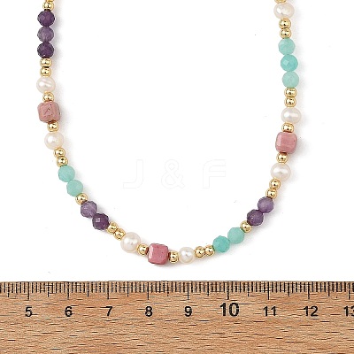 Gemstone & Natural Cultured Freshwater Pearl Beads Necklaces for Women NJEW-JN06518-02-1