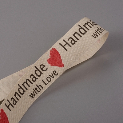 Word Printed Cotton Ribbon SRIB-WH0006-14A-1