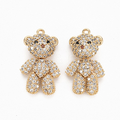 Brass Micro Pave Clear Cubic Zirconia Pendants X-KK-N231-261-NF-1