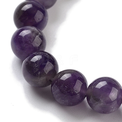 Chakra Round Natural Amethyst Beaded Stretch Bracelets BJEW-K251-05C-1