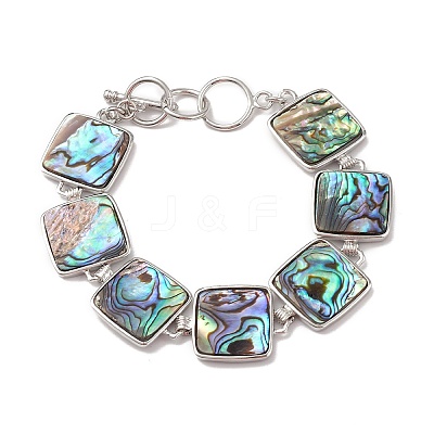 Natural Abalone Shell/Paua Shell Link Chain Bracelets BJEW-E077-01P-02-1