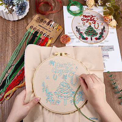Christmas DIY Embroidery Starter Kits for Beginners AJEW-WH20816-026-1