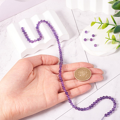 1 Strand Natural Amethyst Round Bead Strands G-TA0002-47-1
