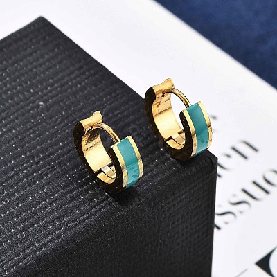 Ion Plating(IP) 304 Stainless Steel Enamel Hoop Earrings EJEW-P300-03G-1
