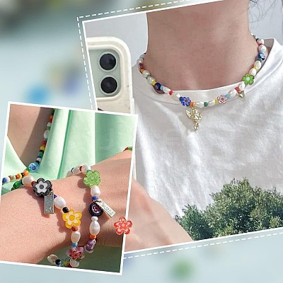 240Pcs 12 Colors Handmade Millefiori Glass Bead Strands LAMP-HY0001-09-1