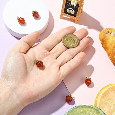 5Pcs Brass with Natural Agate Charms KK-CJ0003-17-1