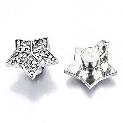 Brass Micro Pave Clear Cubic Zirconia Magnetic Clasps KK-N232-140P-NF-1