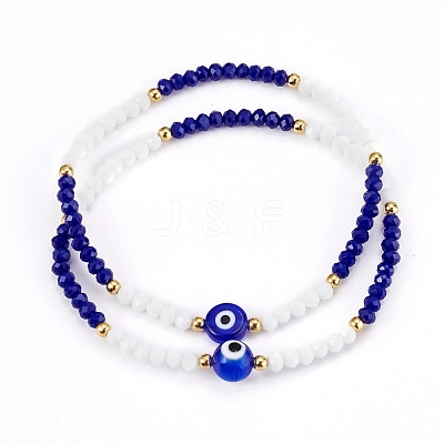 Faceted Glass Beaded Stretch Bracelets BJEW-JB05984-1