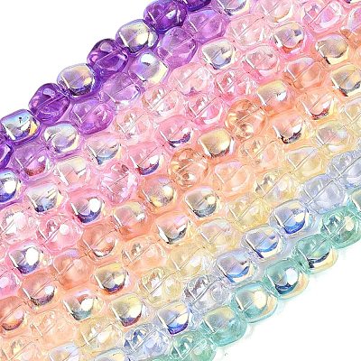Electroplate Transparent Glass Beads Strands EGLA-N057-02A-M-1
