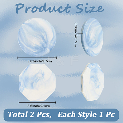 2Pcs 2 Styles Marble Pattern Porcelain Cup Coasters AJEW-CP0009-18B-1