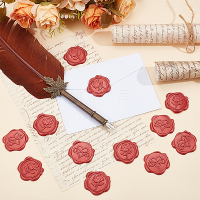 50Pcs 2 Styles Rose & Heart Adhesive Wax Seal Stickers DIY-CP0010-23B-1