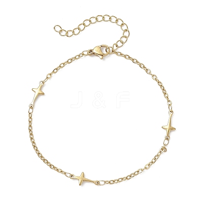 304 Stainless Steel Cross Link Bracelets for Women BJEW-JB12360-02-1