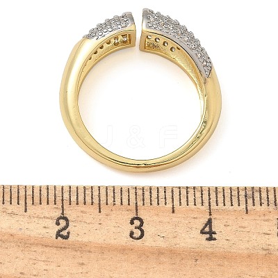 Brass Micro Pave Clear Cubic Zirconia Cuff Finger Rings for Women RJEW-B112-06GP-1