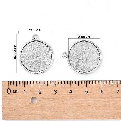 Tibetan Style Antique Silver Alloy Flat Round Pendant Cabochon Settings TIBEP-M022-45AS-1
