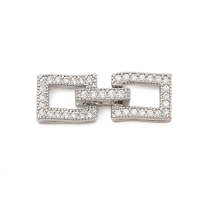 Brass Micro Pave Clear Cubic Zirconia Fold Over Clasps KK-C075-07P-1