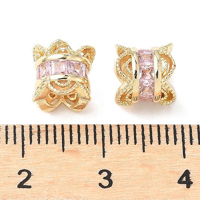 Brass Micro Pave Cubic Zirconia European Beads KK-A254-26G-01-1