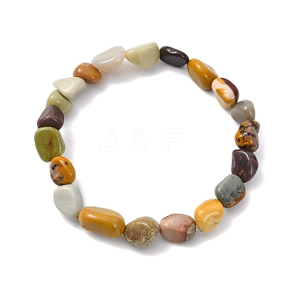 Natural Alashan Agate Beads Stretch Bracelets for Women Men BJEW-JB13834-1