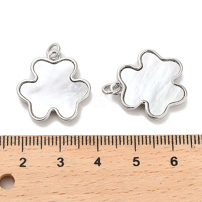 Brass Pave Shell Pendants KK-K365-08A-P-1