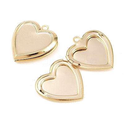 Heart Brass Locket Pendants KK-K414-12B-G-1