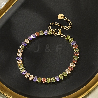 304 Stainless Steel Oval Link Chain Bracelets for Women BJEW-P348-01F-G-1