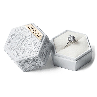 Embossed Hexagon Plastic Rings Storage Boxes CON-P020-C01-1