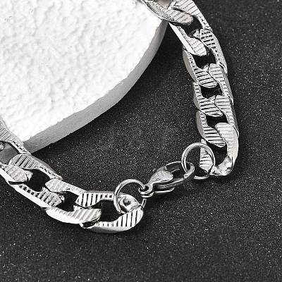 201 Stainless Steel Cuban Link Chains Bracelets for Women Men STAS-T077-19A-02P-1