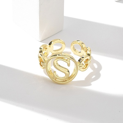 Brass Open Cuff Rings for Women RJEW-K289-01G-S-1