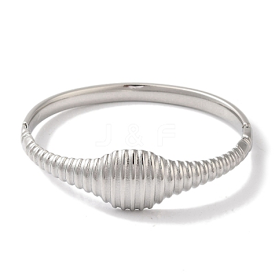 Non-Tarnish 304 Stainless Steel Grooved Hinged Bangles for Women BJEW-I315-16P-1